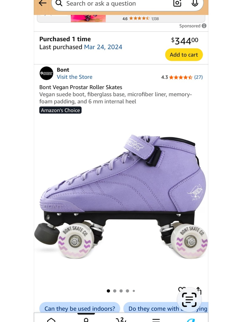 Bont Vegan Prostar Roller Skates — Purple Women's Quad Skates